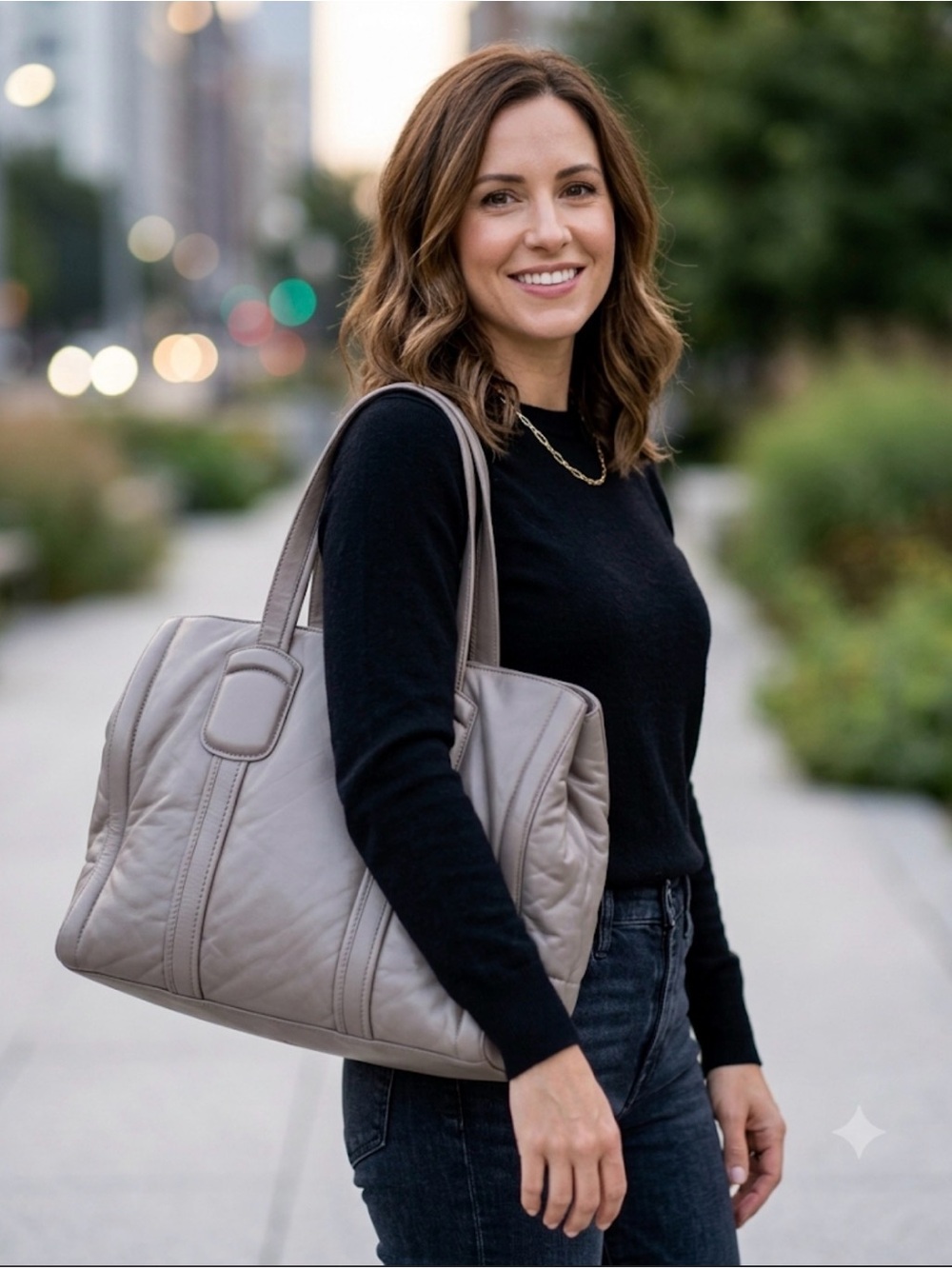 MaxMara Soft Leather Satchel in Taupe Gray